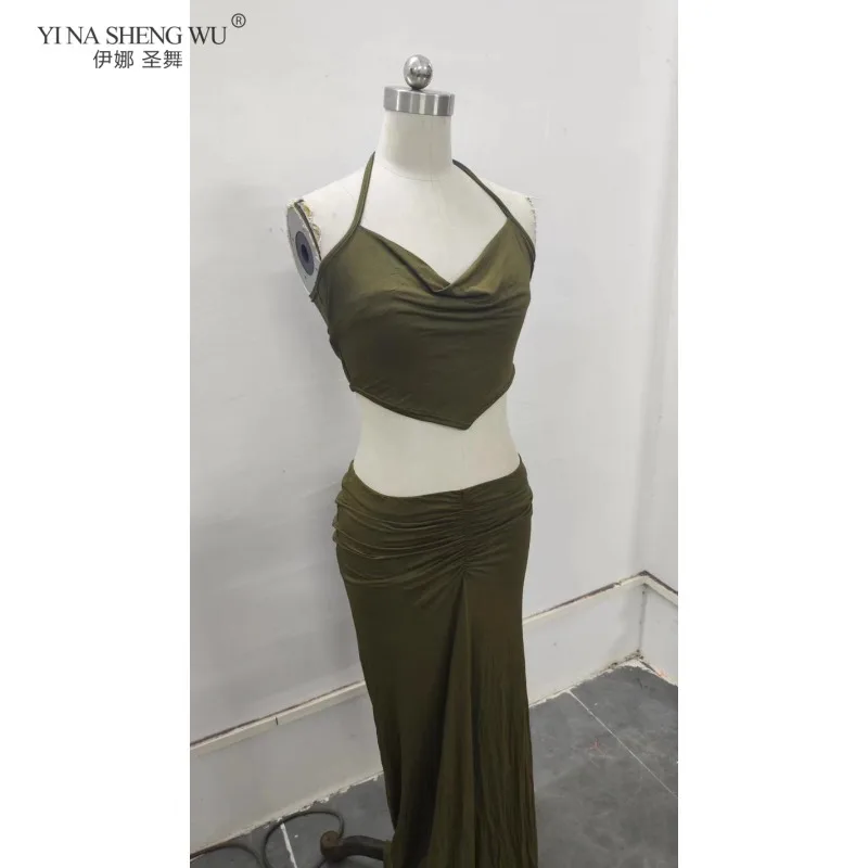 Women's Belly Dance Performance Costume Modal Camisole Tank Top Split Skirt Practice Outfit Oriental Dancewear For Female Dancer