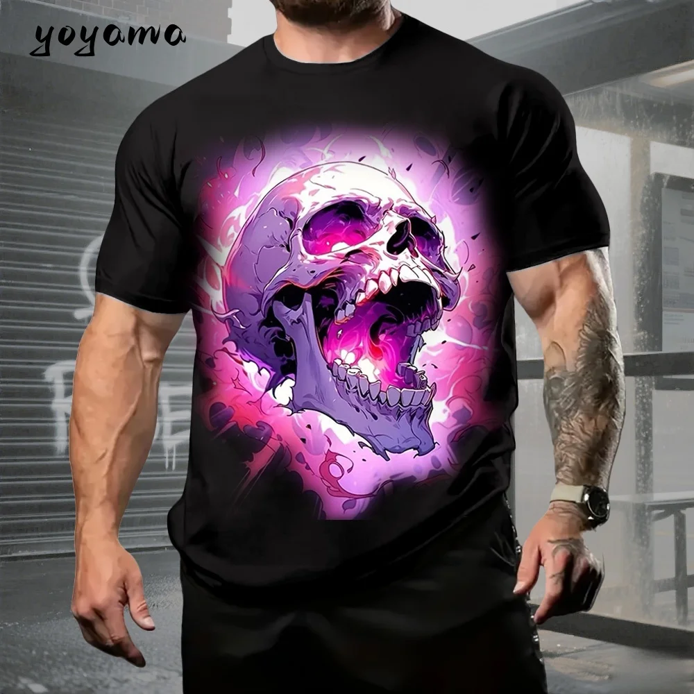 

Men's Horror Skull Print T-Shirt Hip Hop O-Neck Men Short Sleeve Oversized T-Shirt Summer Street Clothing Harajuku Men's T-Shirt