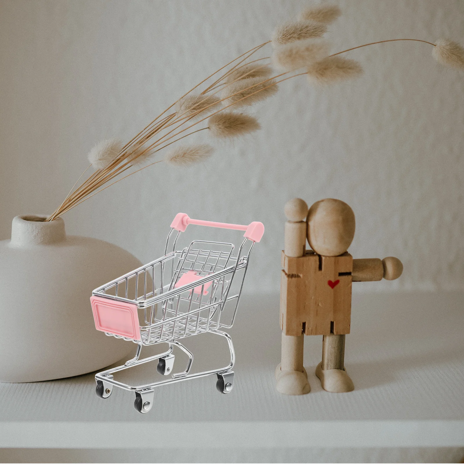 

Mini Shopping Cart Iron Material Compact Size For Mini House Decor Small Supermarket Trolley Pretend Handcart