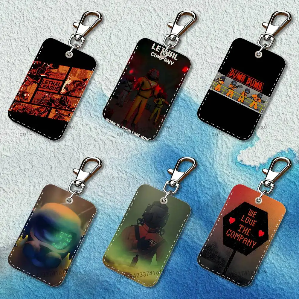 

Game L-Lethal Company Rectangle Card Case Leather Card Holder Keychain Key Ring Transportation Card Case