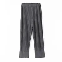 Miyake Pleated Fashion  Cropped Pants  Solid Color Large Size Slim Fit Slimming Urban Casual Ankle Banded Pants Split Y2k Pants - Image 6