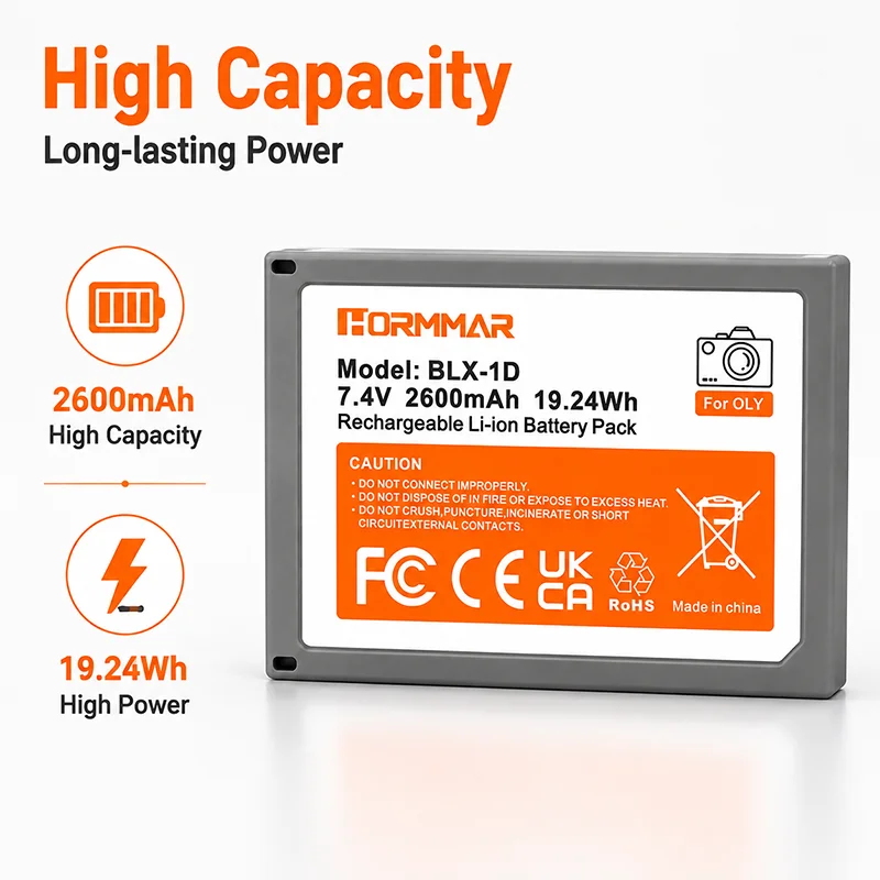 2600mAh BLX-1D Battery BLX-1 Lithium Battery For OM SYSTEM OM-1 OM-1 Mark II OM-5 Olympus E-M1 Mark III PEN-F Camera Battery