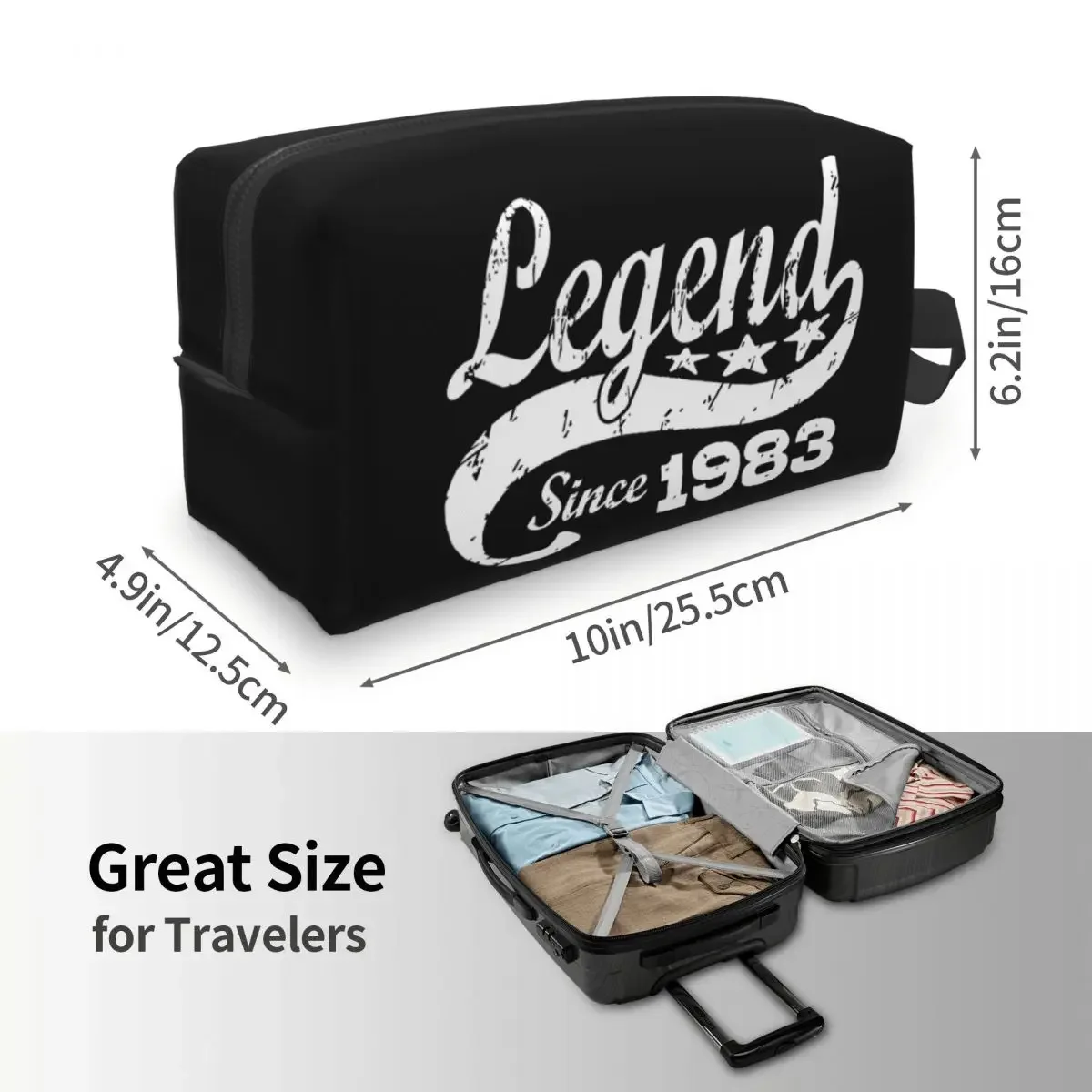 Kawaii Legend Since 1983 Travel Toiletry Bag 37th 37 Years Old Birthday Gift Cosmetic Makeup Organizer Beauty Storage Dopp Kit