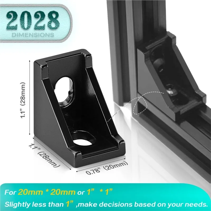 30 세트 2020 시리즈 알루미늄 압출 프로파일 커넥터 30개 2028 코너 브래킷 60개 너트/나사 알루미늄 레일 액세서리용