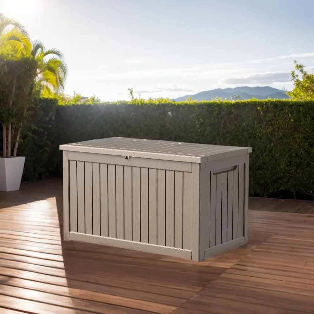 

Водонепроницаемая уличная коробка для палубы из смолы с запирающейся крышкой, легко собирается и удобные ручки для подушек, подушек