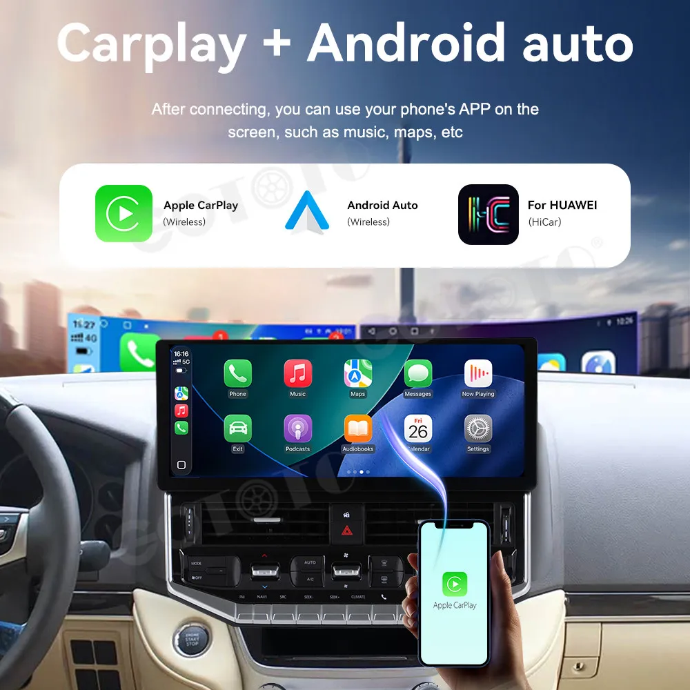 15.9 inch Android 15 For Toyota Land Cruiser LC200 Upgrade To LC300 2016-2021 Car Radio Stereo Multimedia Player Navigation GPS