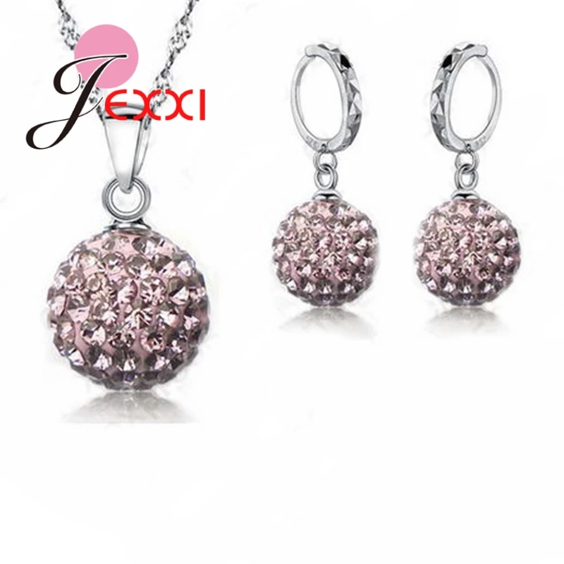 Jewelry High Quality Factory Price Fashion Wholesale Austrial Crystal Colorful 925 Sterling Silver Color Necklace&Earring Sets