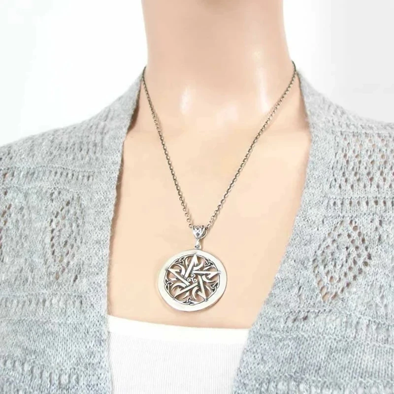 Crescent Moons Pentacle Necklace Pendant Wiccan Accessories Fashion Pagan Large Pentagram Witch Woman Man Witchcraft GothicWicca