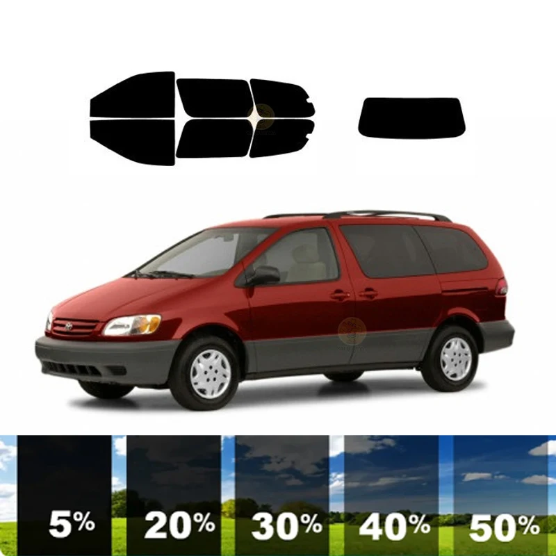 precut Removable Window Tint Film For Car 100% UVR 5%-70%VLT Heat Insulation Carbon ﻿For TOYOTA SIENNA MINI VAN 1998-2003