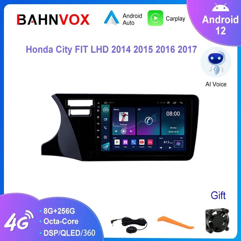 

Автомобильная магнитола 9 "Android 12,0 для Honda City FIT LHD 2014, 2015, 2016, 2017, навигация GPS, мультимедийный видеоплеер, стерео головное устройство