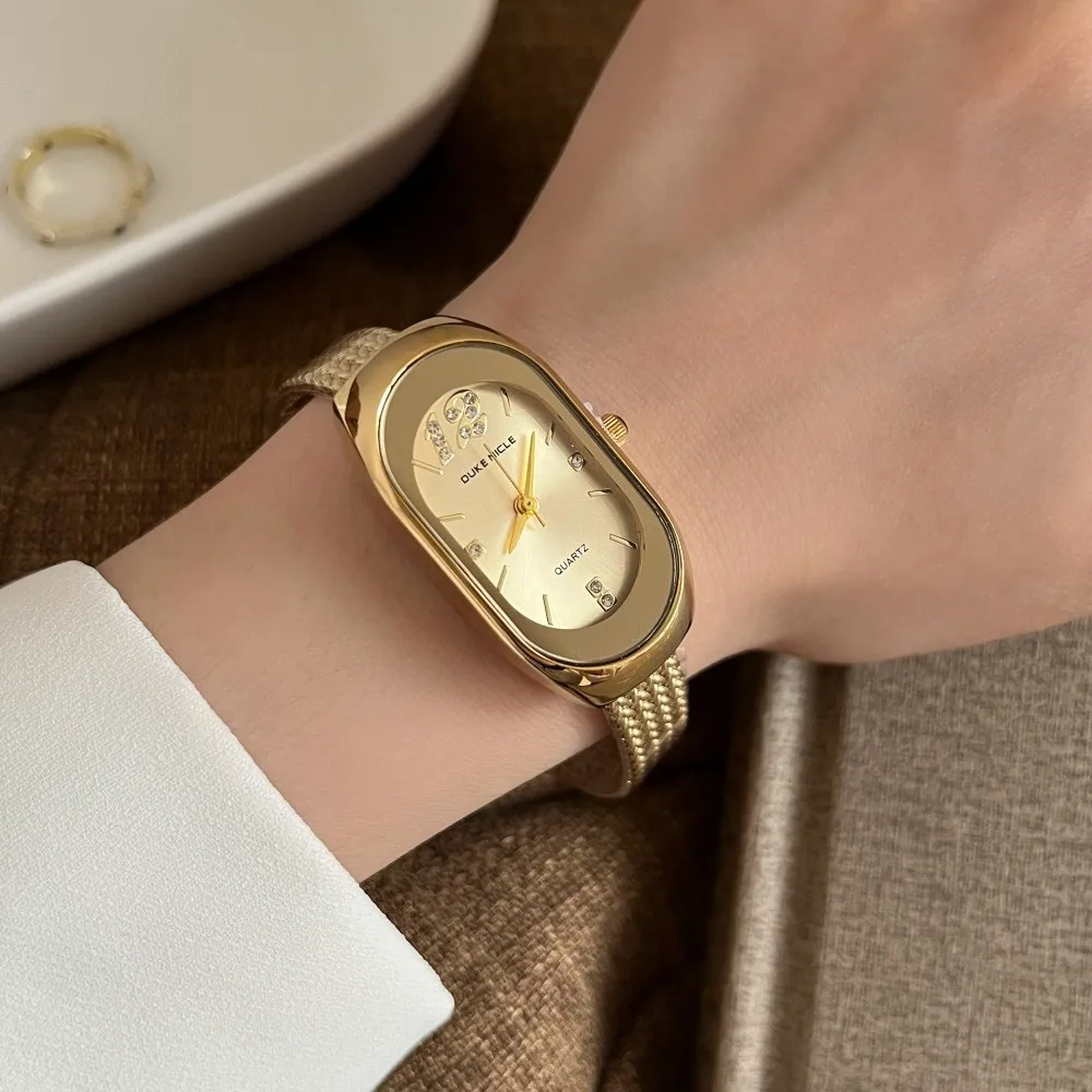 

Модные овальные женские часы, простые водонепроницаемые женские часы с сетчатым ремешком из нержавеющей стали, роскошные золотые часы для женщин