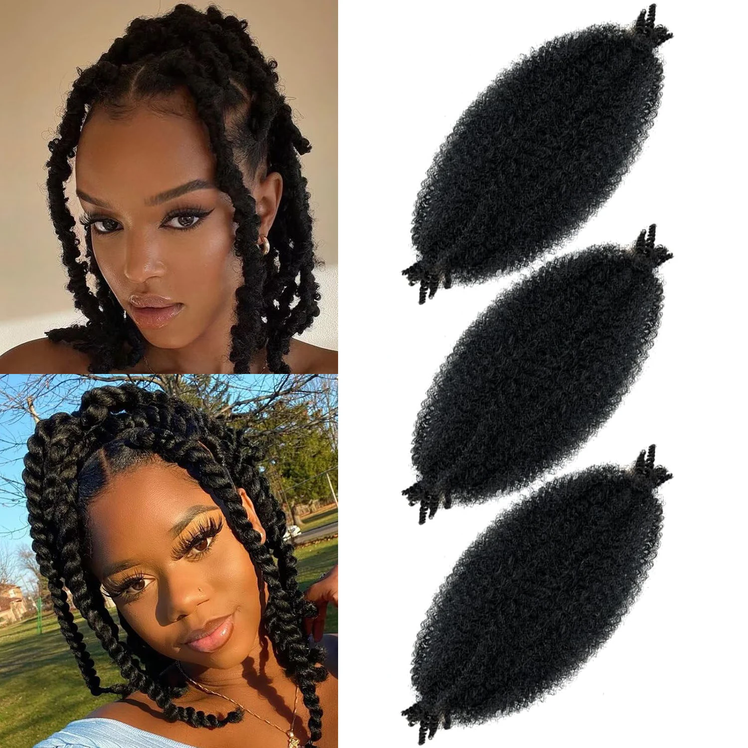 Marley cabelo 8/10/12/14 Polegada preto 1-3 pacotes pré separado elástico afro torção cabelo marley torção trança cabelo sintético