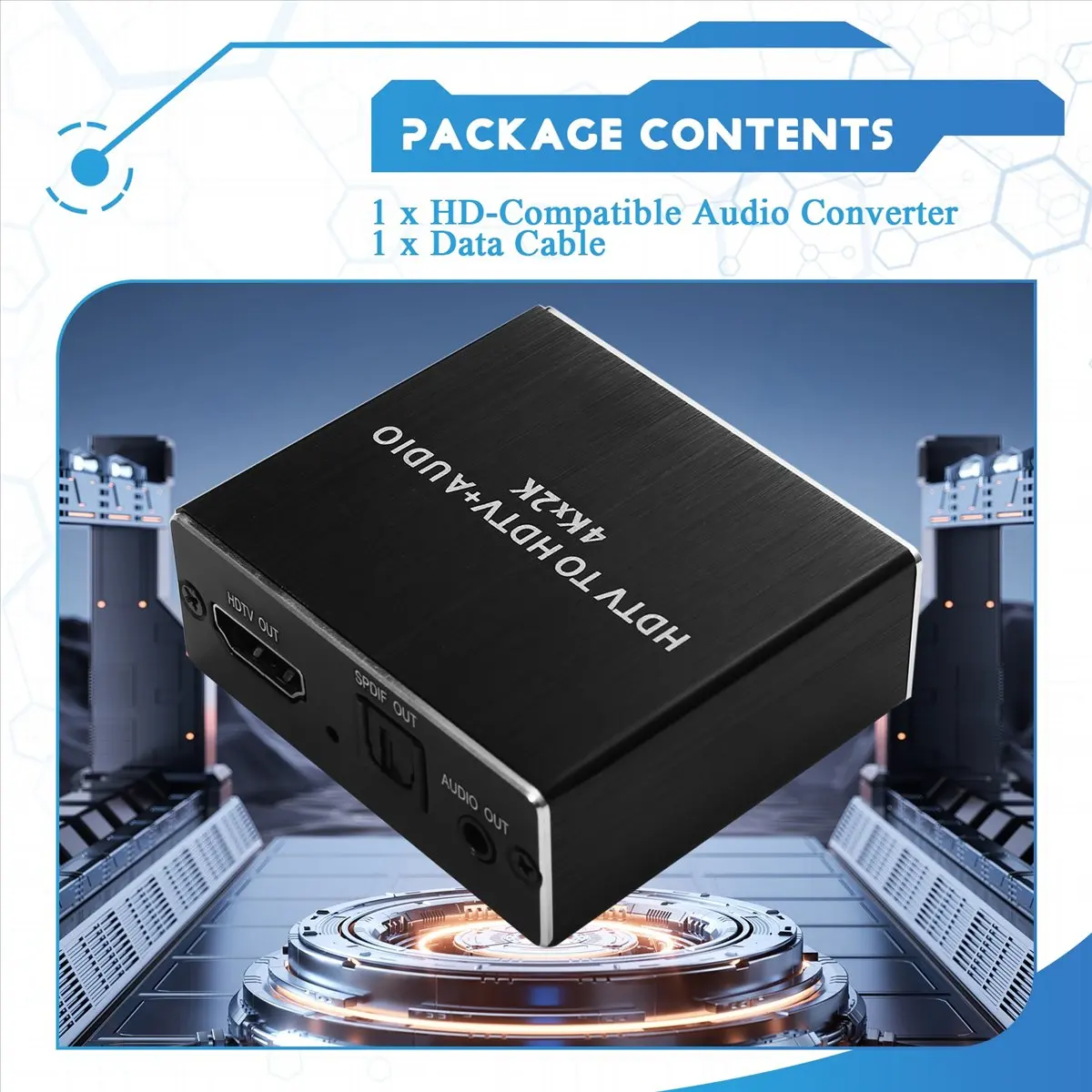 

HDMI-Compatible Audio Extractor Converter with 3.5mm Stereo Audio Splitter Metal Adapter