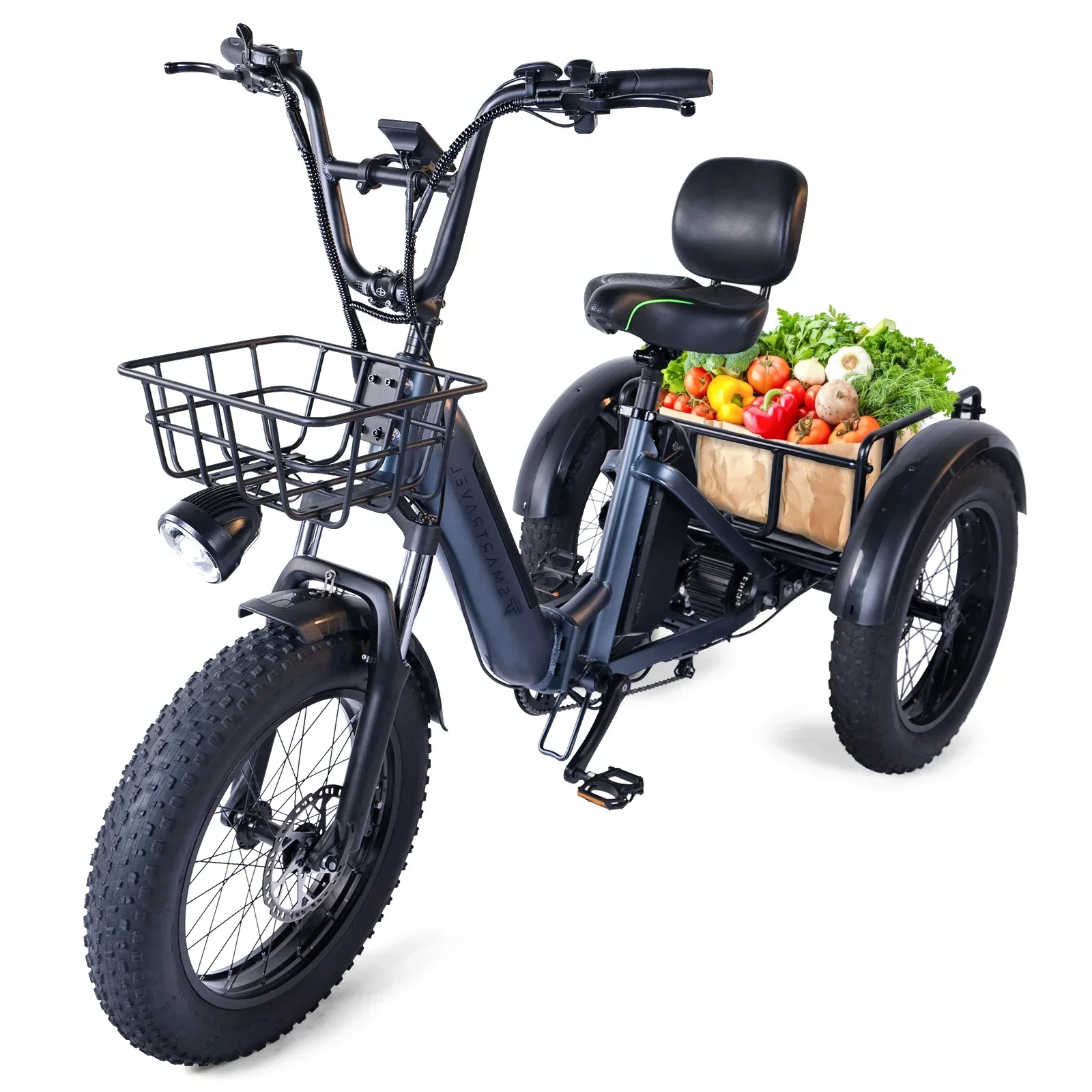 New Electric Tricycle 750W Powerful Motor 48V30.5AH Dual battery, Load Bearing 210 kg Transport Electric tricycle bicycle