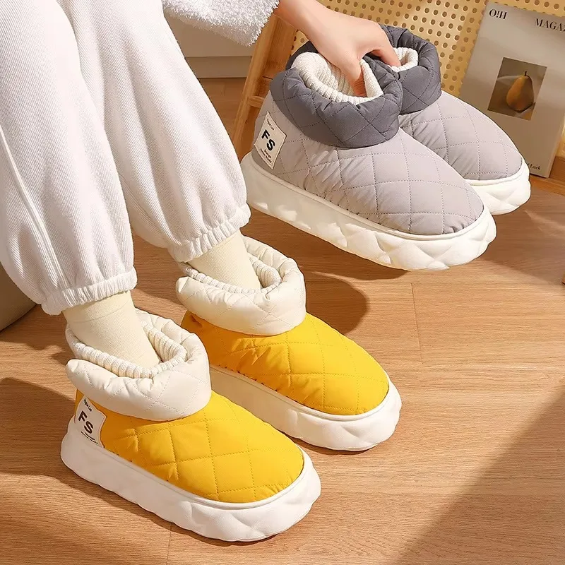 

Waterproof cotton slippers women's winter bag heel thick-soled outer wear couple snow boots winter indoor home cotton shoes men