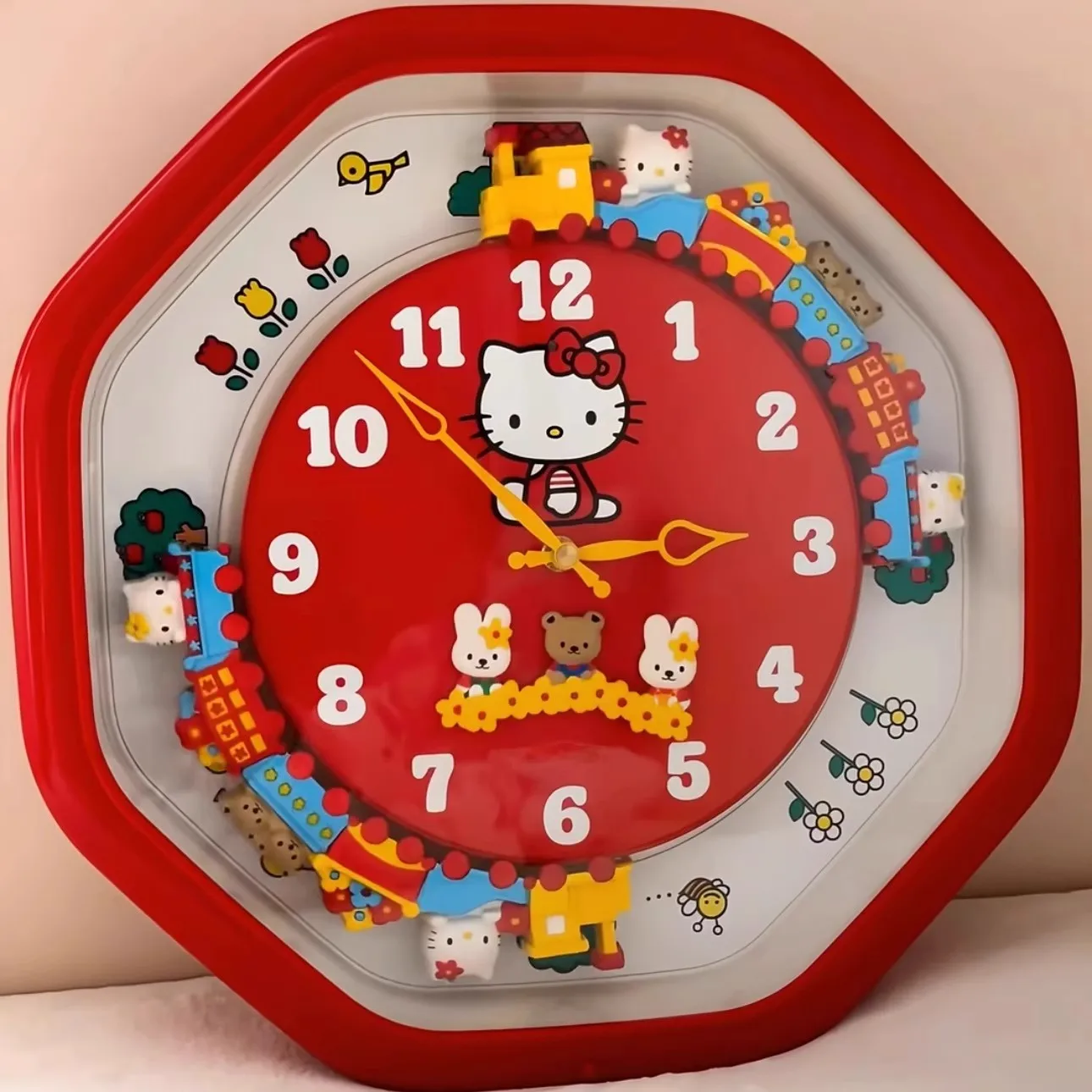 

Cute Hellokitty Clocks And Watches Cartoon Train Autorotation Cute Originality New Type Wall Clock Alarm Clock Attract Child