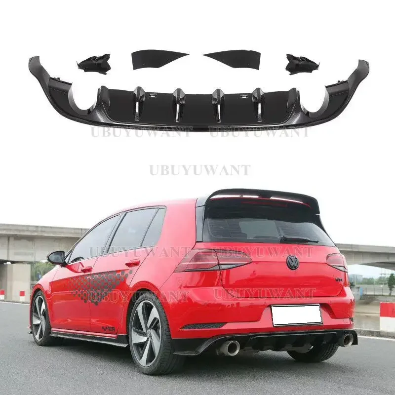 UBUYUWANT Diffuser For Volkswagen GOLF 7 / 7.5 VII MK7 / 7.5 GTI R Series Hatchback Pre-replacement Rear Bumper Diffuser