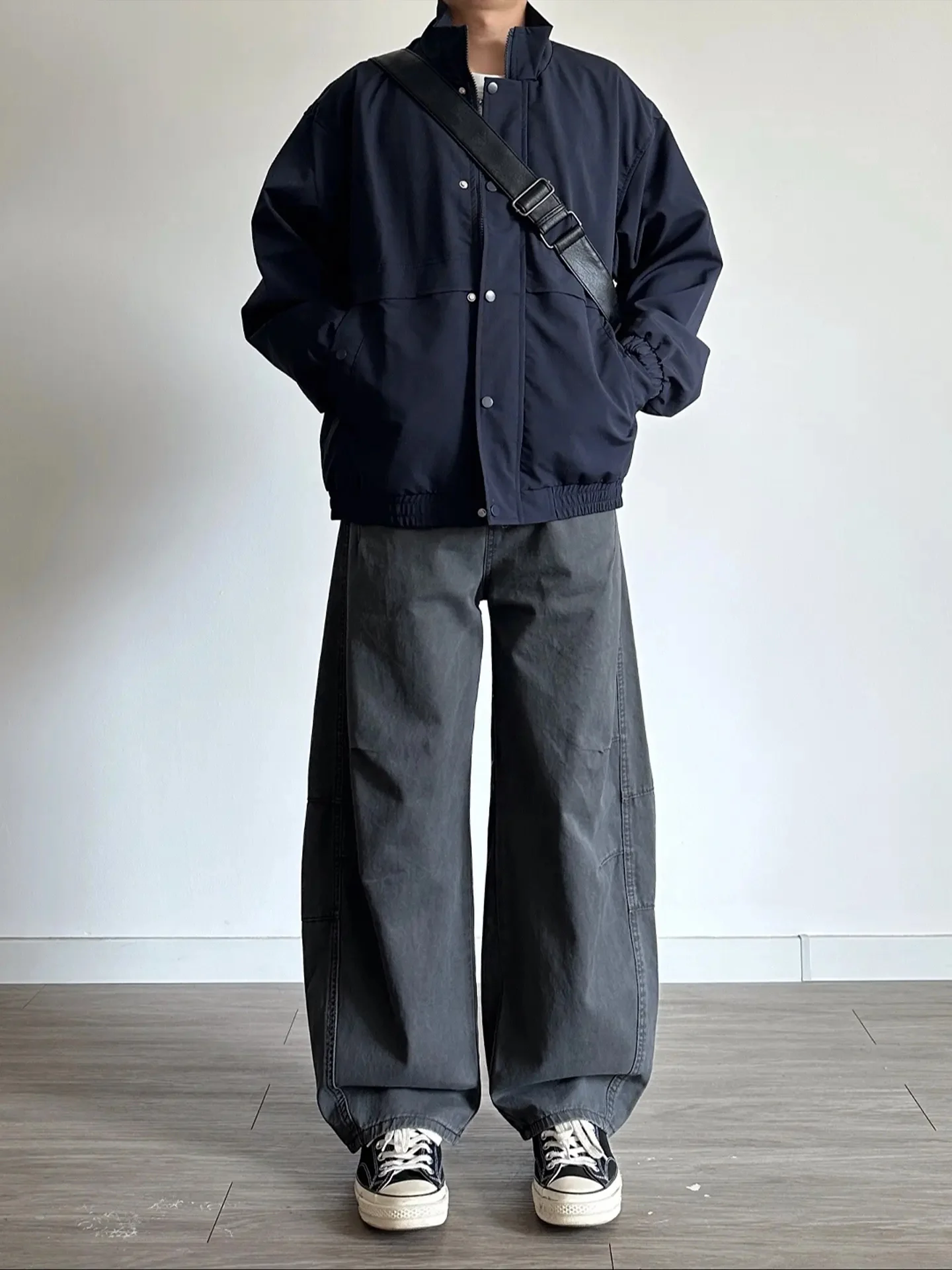 

American Sle Deep ey Workwear Knife Pants Men's Autumn Vintage Wide Leg Straight Tube Micro Flared Pants Casual Trou...