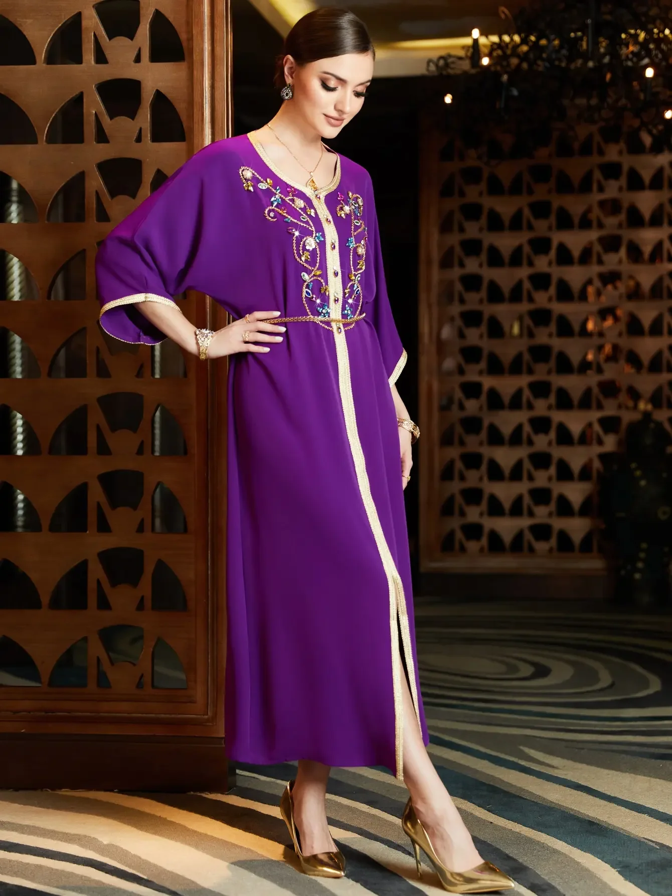 Eid Muslim Diamond Party Dress for Women Abaya Jalabiya Morocco Evening Dresses Dubai Abayas Kaftan Islam Vestido Arab Long Robe