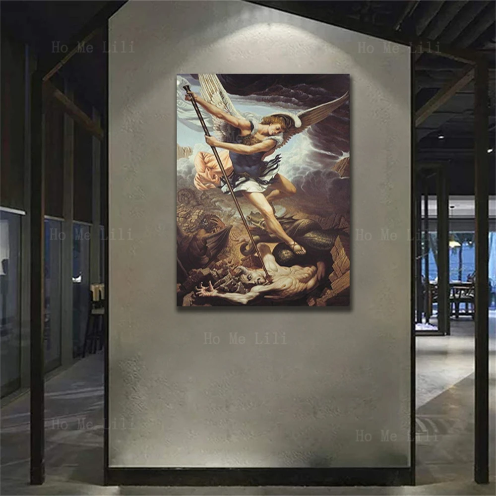 The Most Popular In Western Mythology Is St. Michael's Gain Over Satan Wall Art For Livingroom Decor Oil Painting