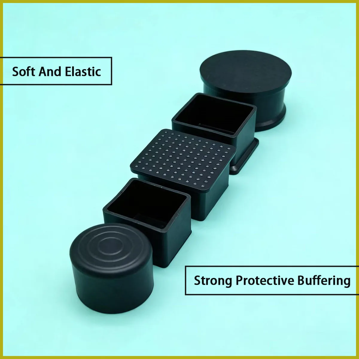 Square/circular black PVC soft rubber protective cover is used for protecting furniture feet, hardware fittings, cables, etc