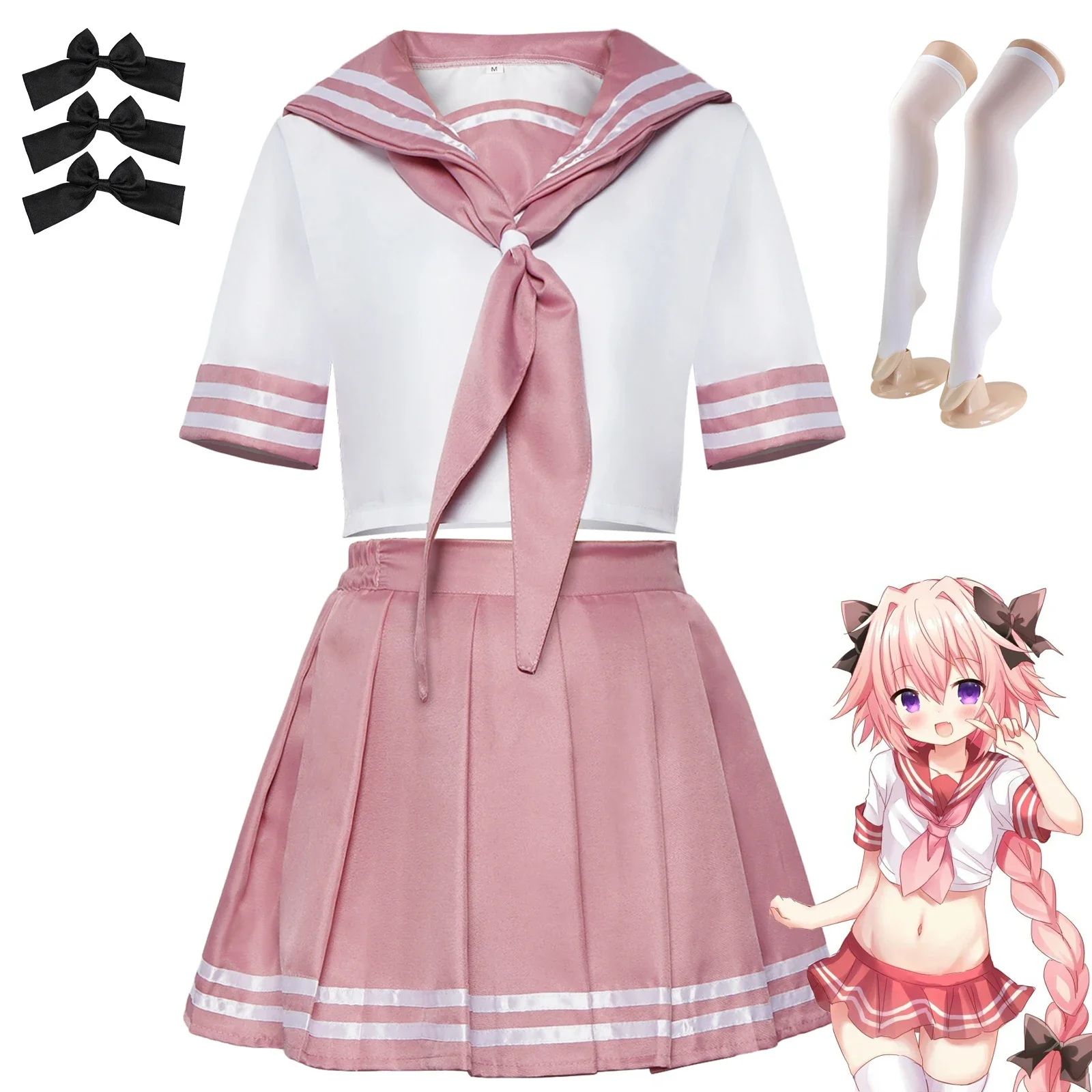 Anime Game Fate/Grand Order Astolfo Cosplay Costume Adult Women Girls JK Sailor Skirt Suit Halloween Party Uniform