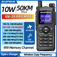 BAOFENG UV-28 PRO MAX Walkie Talkie 10W Multi-Band Wireless Copy Frequency Long Range Type-C Portable Two Way Radio For Travel