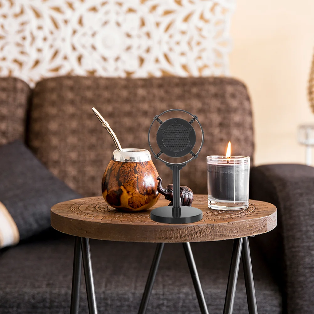 2 Buah Model Mikrofon Retro Tempat Panggung Dekorasi Bernyanyi Antik untuk Pilar Rumah