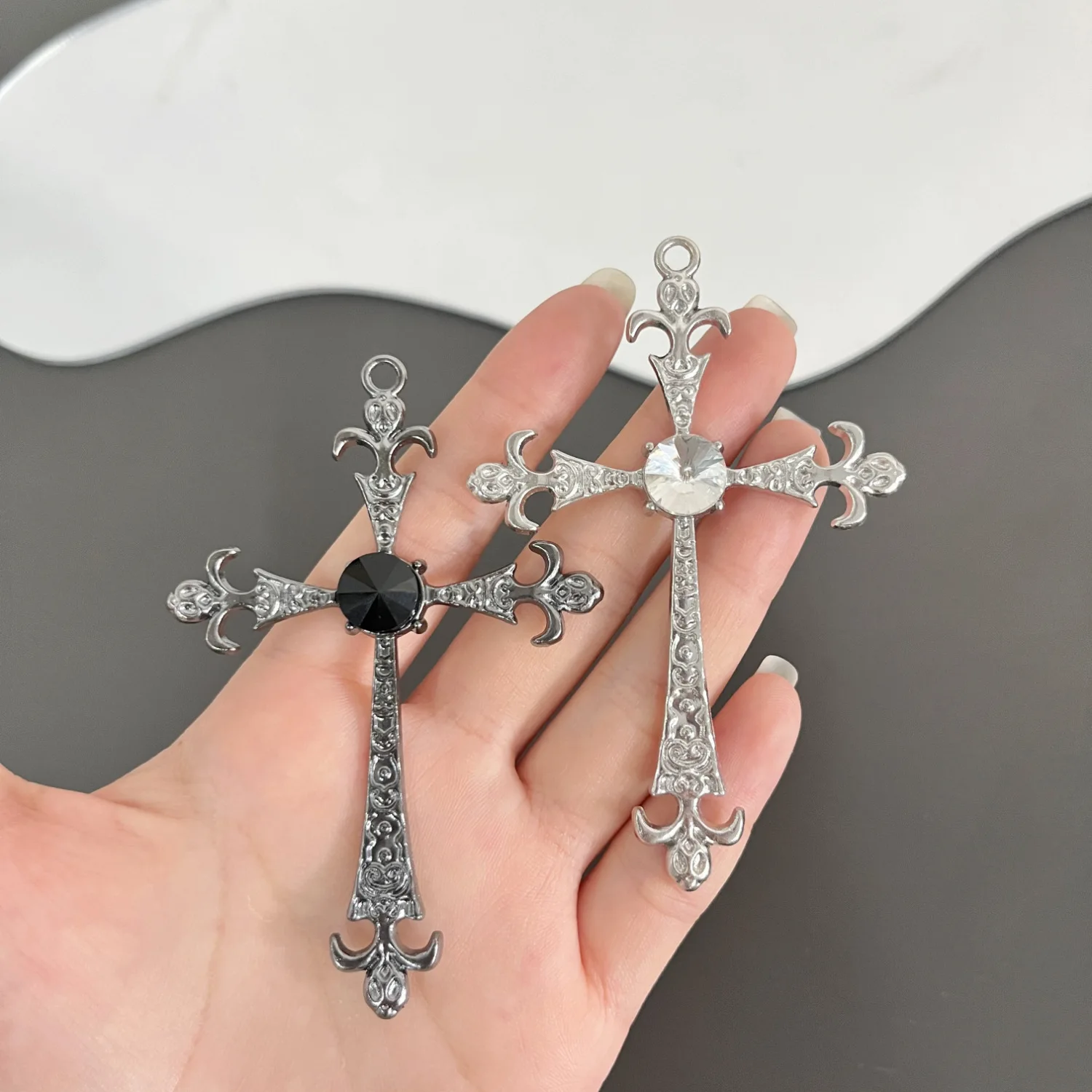 6/30PCS Jewelry Cross Necklace Long Hot Girl Necklace Female Sweet Cool y2k Punk Neck Chain Sweater Chain Accessories Large