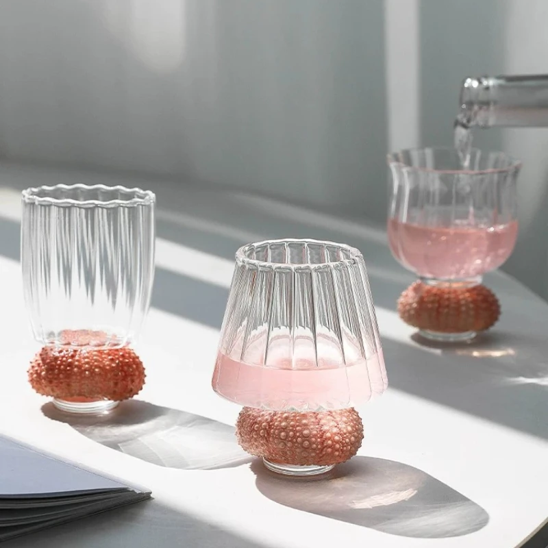 European Style Natural Sea Urchin Wine Glasses, Creative Wine and Juice Glasses, Personalized Gifts, and Banquet Decorations