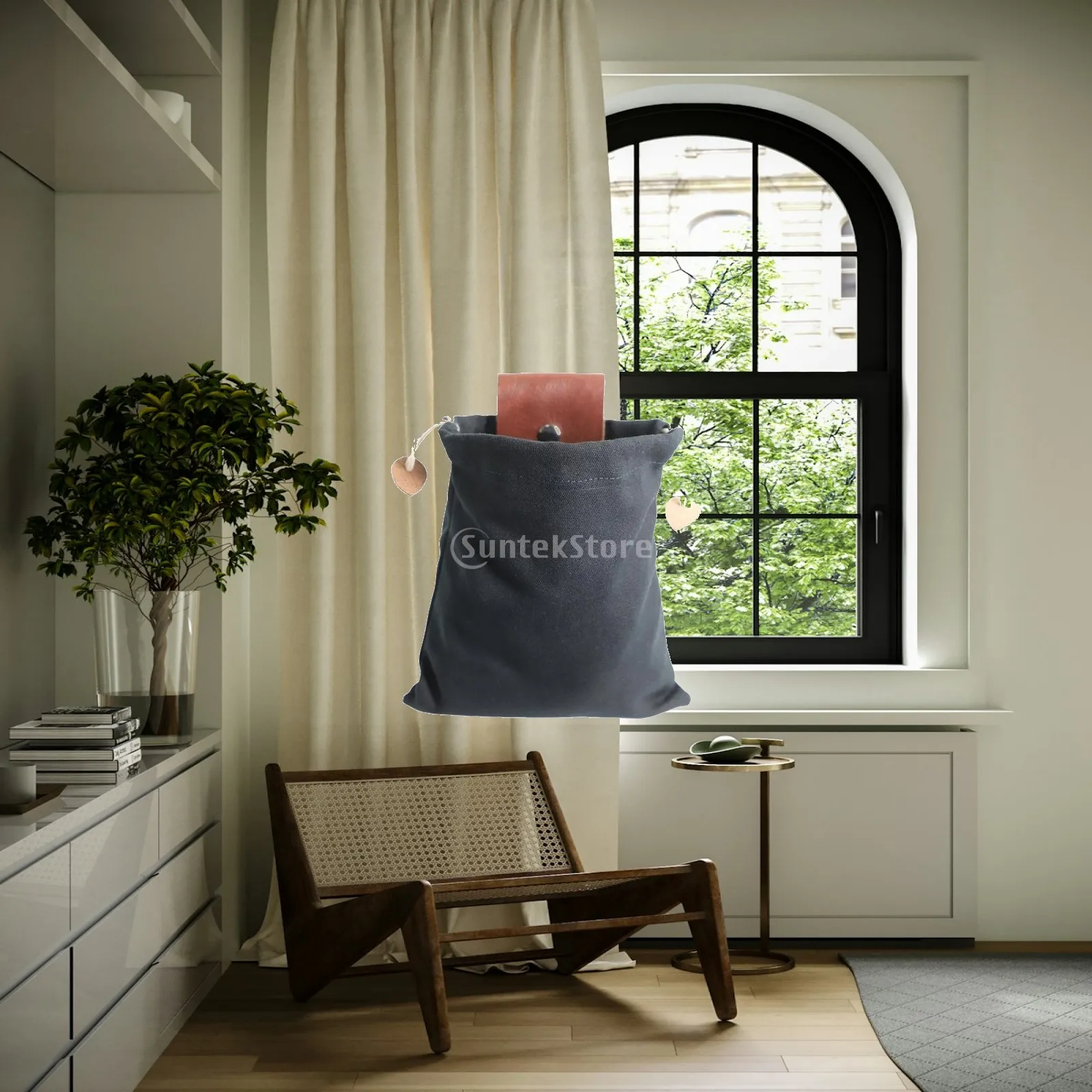 Durable Waterproof Canvas Foraging Bag PU Leather Collapsible Waist Pouch Drawstring Closure for Hiking Camping Gardening