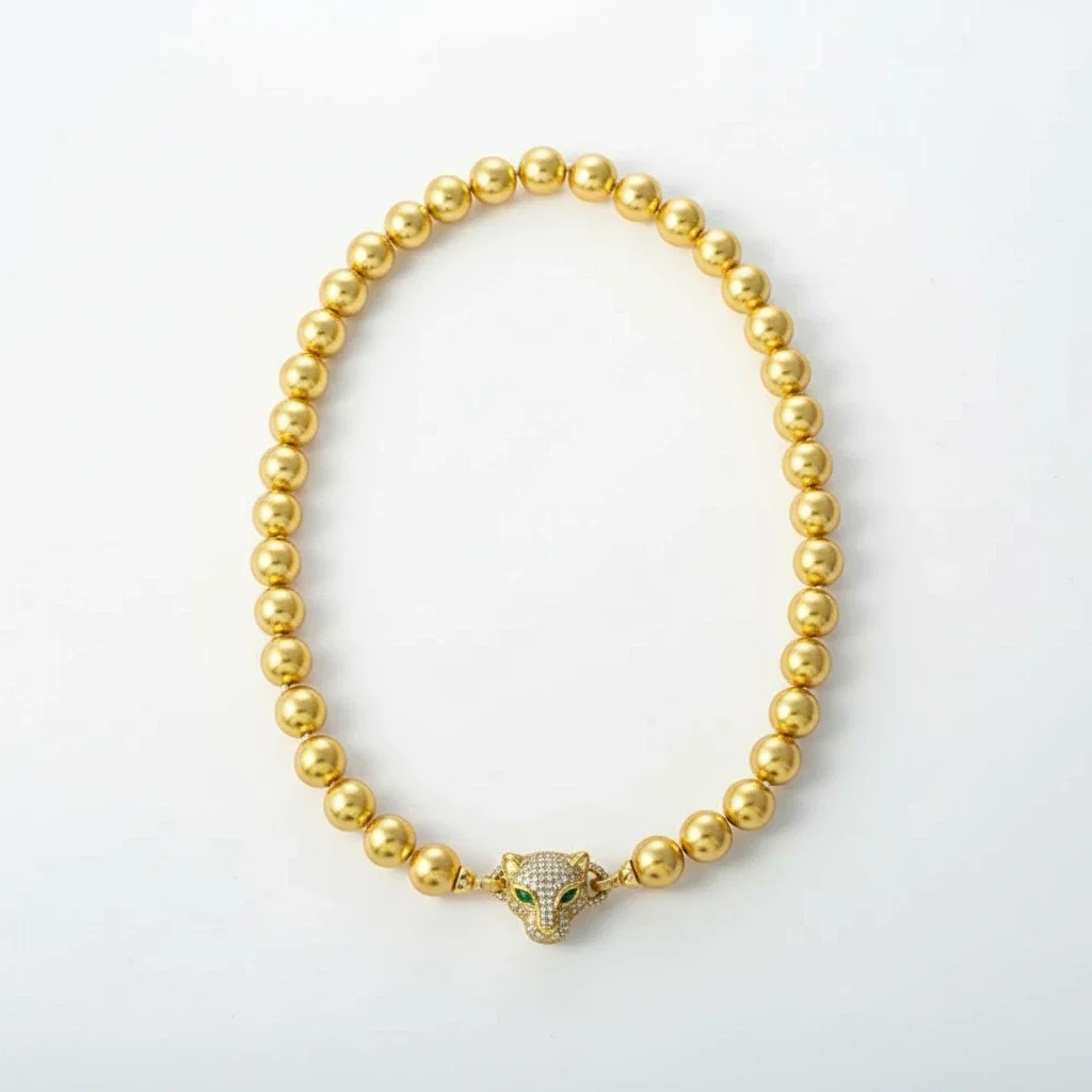 

Trendy Leopard Head Design Necklace with Natural Tahitian & South Sea Golden Pearls | Gift-Ready