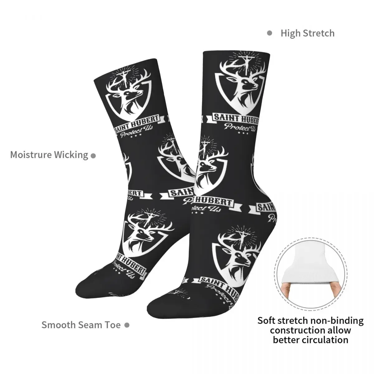 St, Hubert Hubertus Patron Saint Of Hunters Stag Socks Sweat Absorbing Stockings All Season Long Socks for Birthday Present