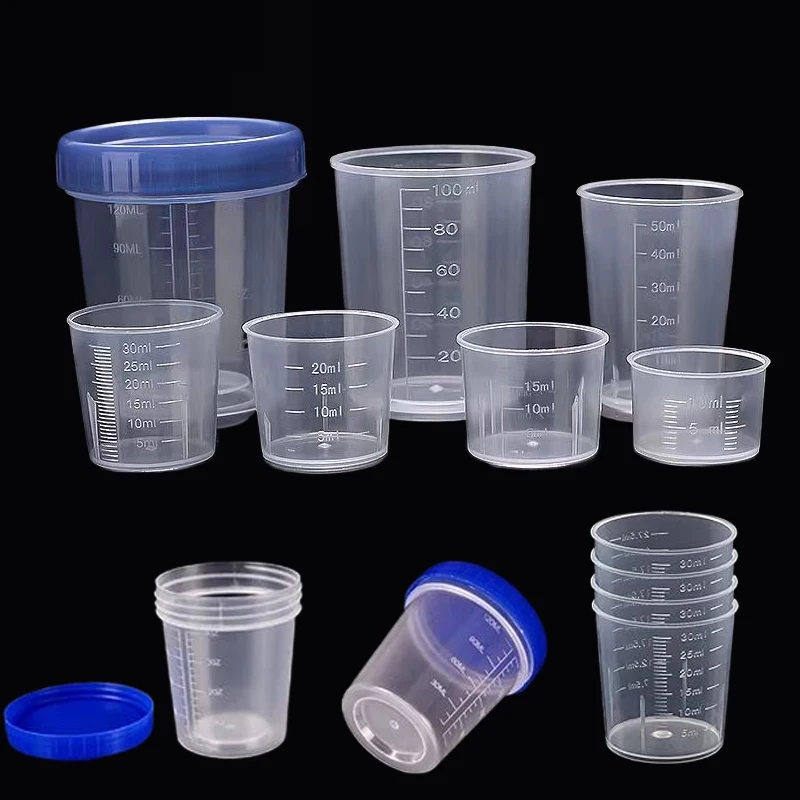 30Pcs 20ml-120ml Reusable Mini Clear Plastic Measuring Cups Scale Cup for Mixing Paint Stain Epoxy Resin Cooking and Baking