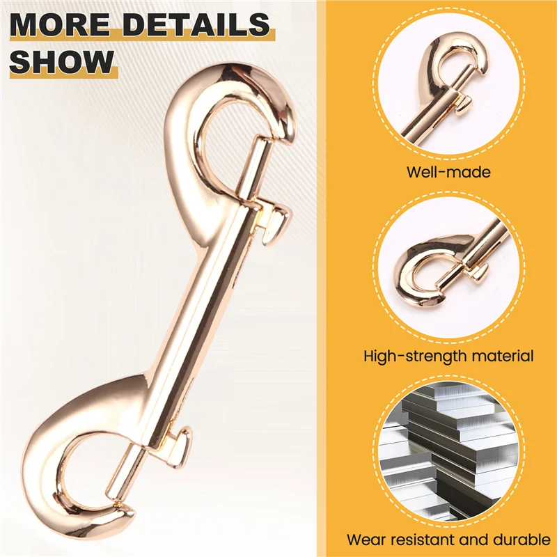 10Pcs 65Mm Scuba Diving Double End Bolt Snap Hook Clips Zinc Alloy Quick Draw Link Carabiner B-Shape Spring Hook-BAAQ