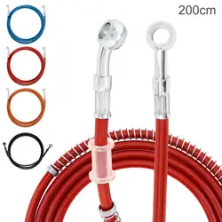 200cm Motorcycle Dirt Bike Braided Brake Hose Line Steel Brake Cable Hydraulic Banjo Pipe for Motorbike Universal Racing