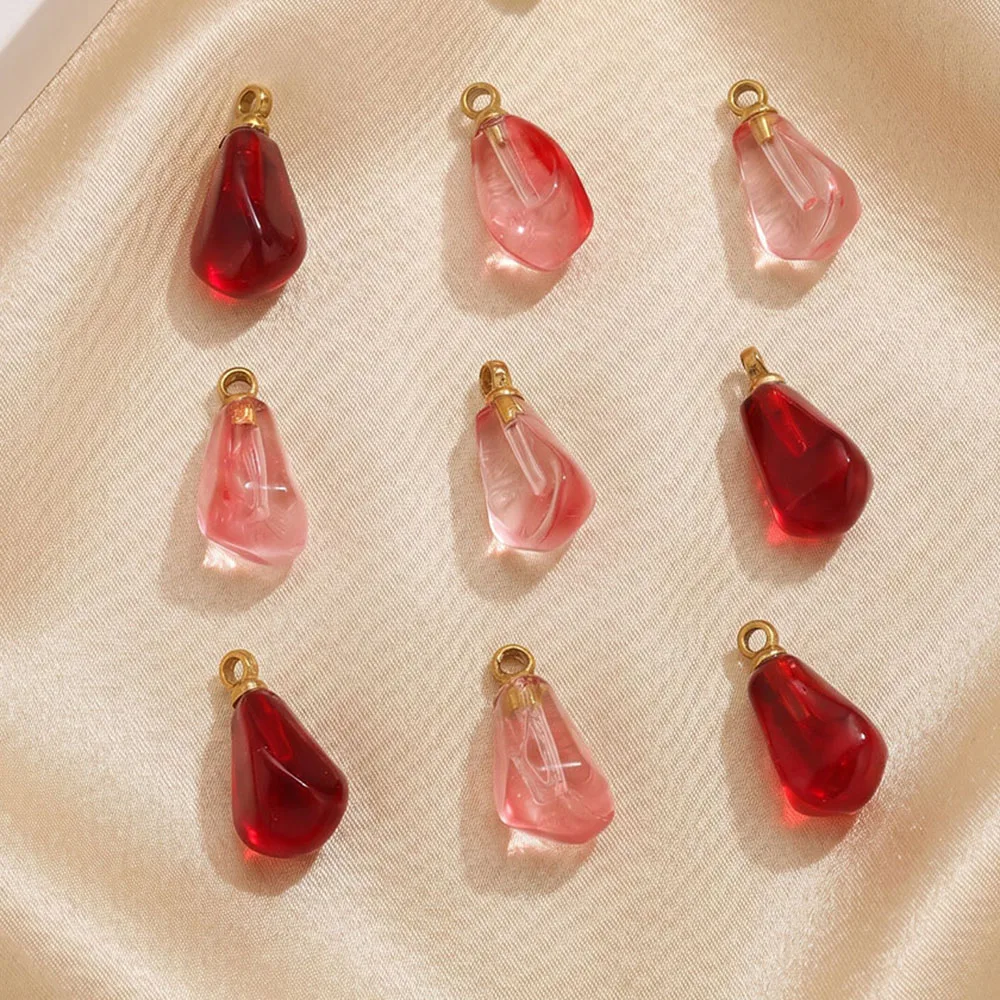 5 Stück vergoldete Granatapfelkern-Kirsch-Anhänger, Kristall-Frucht-Anhänger für DIY Damen-Ohrringe, Schmuckherstellung, Zubehör – Detail 4
