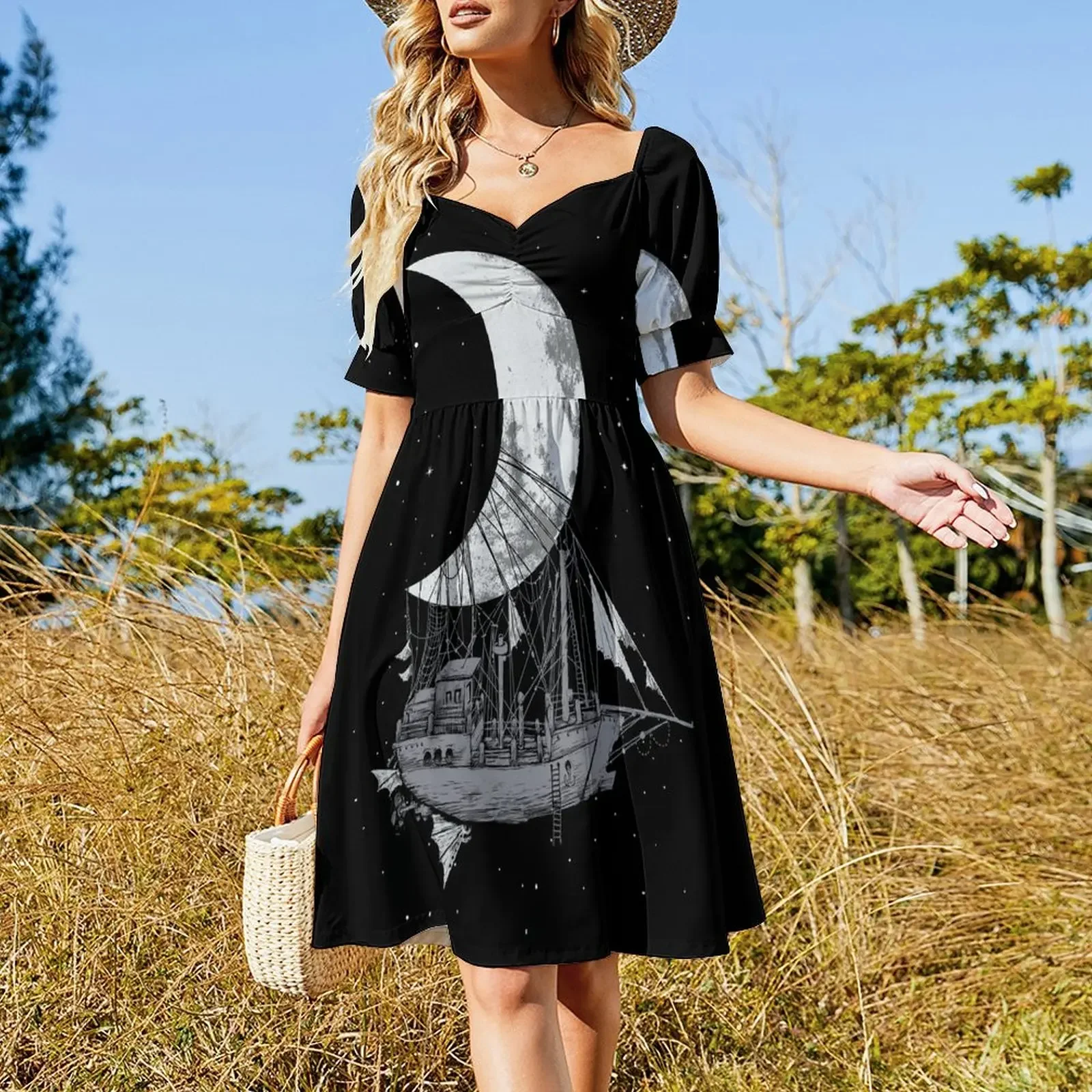 Moon Ship Sleeveless Dress Evening dresses Women's summer suit Dress