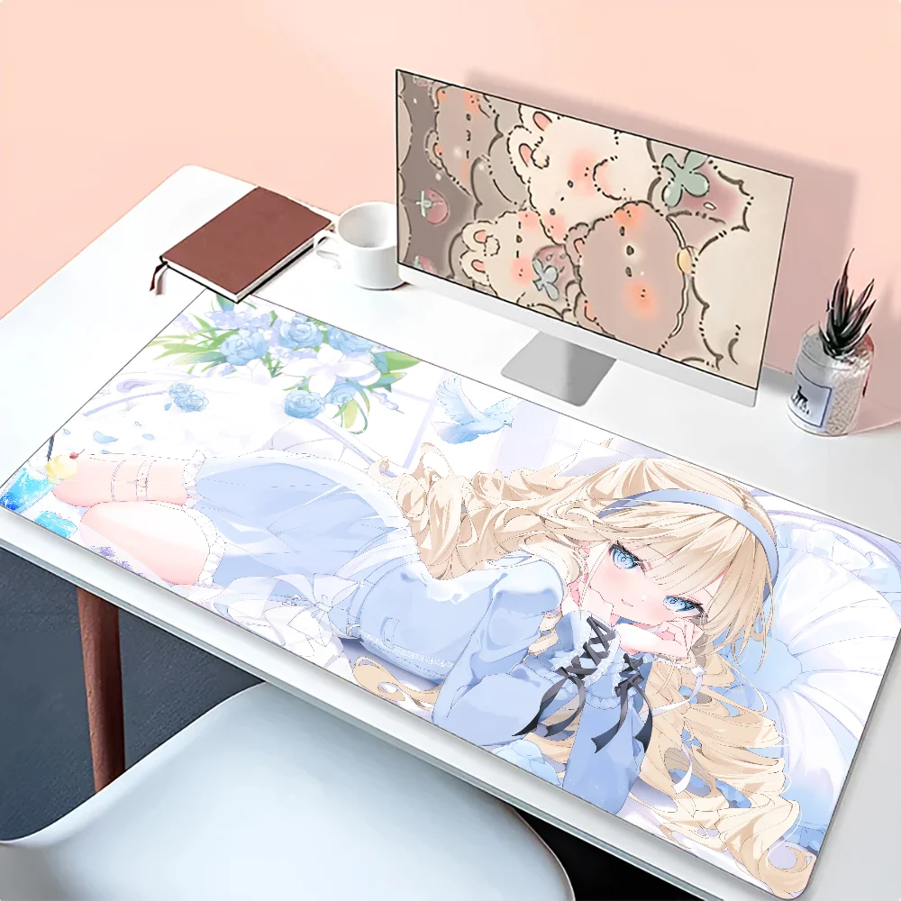 Alas Mouse Mousepad anak perempuan Anime lucu dengan bantalan Aksesori Gaming alas Keyboard XXL