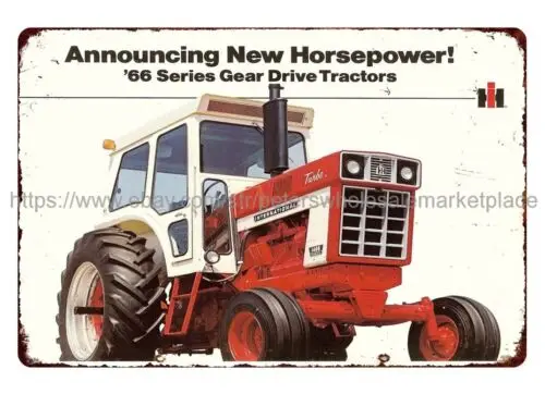 contemporary metal art 1973 IH Gear Drive Tractors farm equipment metal tin sign