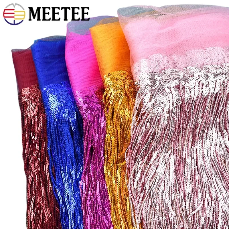 5/10 Yard Meetee 18 cm Bunte Pailletten Quaste Spitze Stoff Fransen Trim Band Dance Performance Kleider Dekor Nähen zubehör