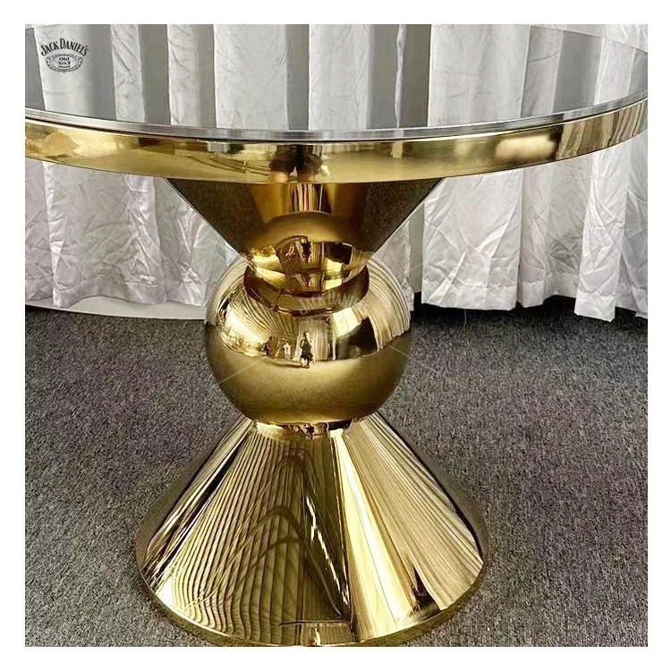 High Quality Glass Top Gold Stainless Steel Wedding Table Party Supplies Wedding Dessert Table