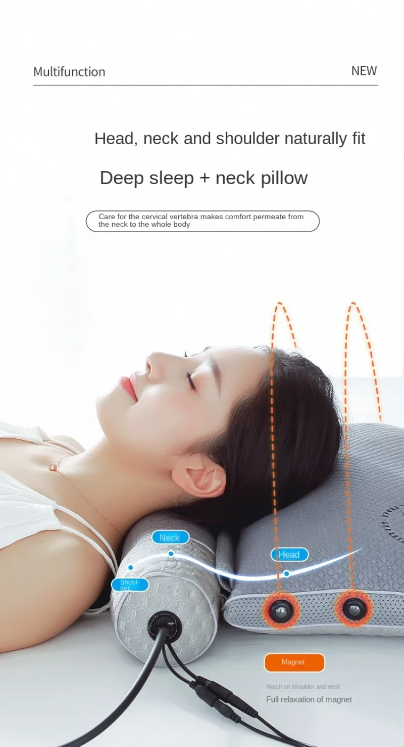 2 in 1 Electric Neck Massage Pillow Relaxation Moxibustion Heating Back Heating Kneading Infrared Therapy Shiatsu Massager