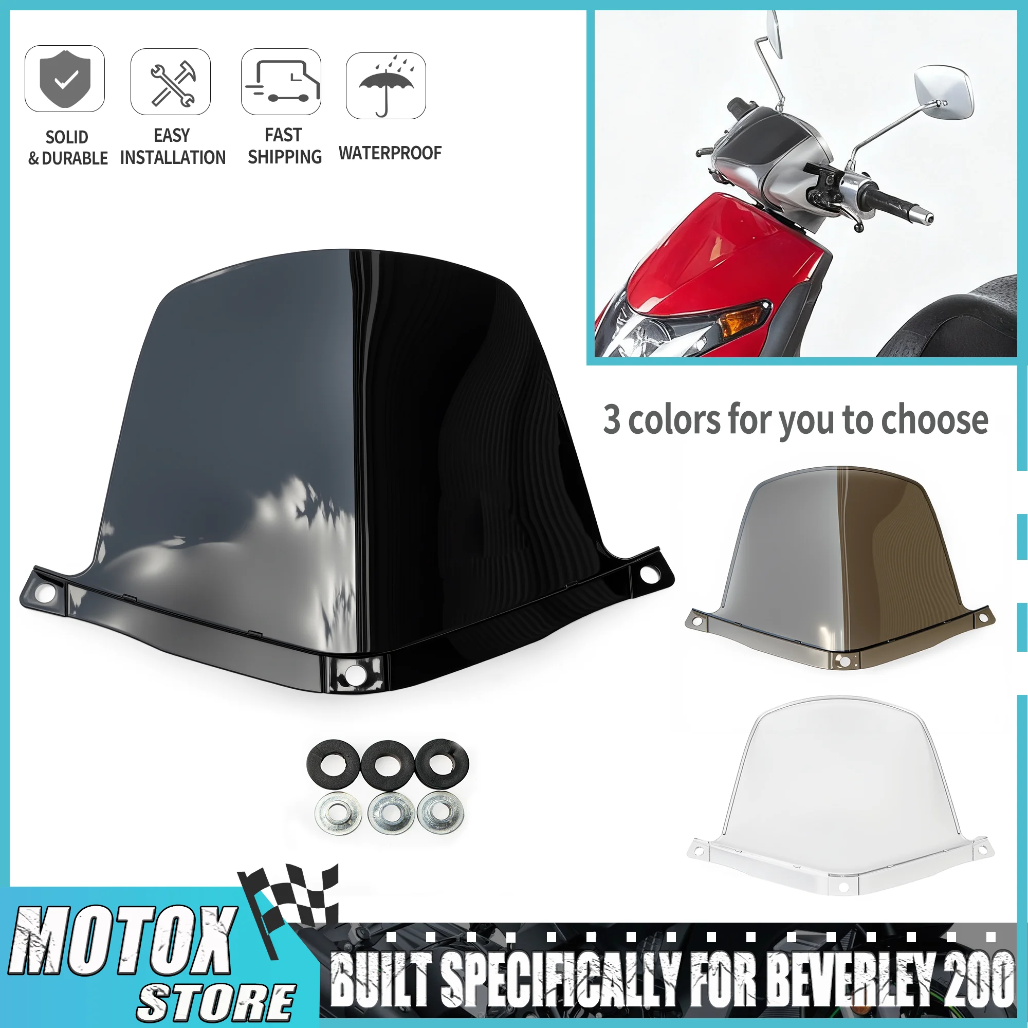 

Лобовое стекло для Piaggio Beverly 200, аксессуары для мотоциклов, лобовое стекло, переднее стекло, защита обтекателя, ветровые дефлекторы, козырек