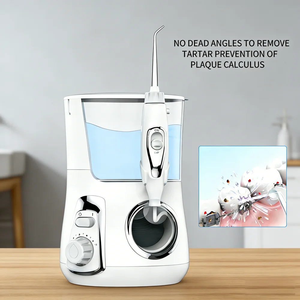 

Ирригатор для полости рта с большим резервуаром для воды 800 мл, 10 режимов, 5 многофункциональных насадок, настольный ирригатор для ежедневного ухода за зубами и гигиены полости рта