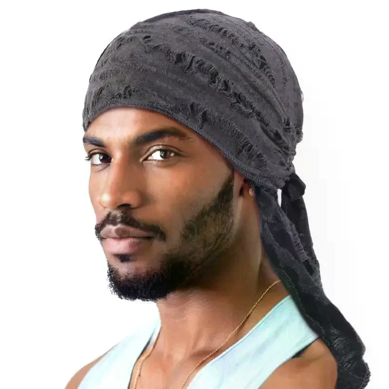 Cotton Hip Hop Bandana Headscarf Breathable Headband Long Tail Pirate Cap Strap Headband Hat Cycling Head Scarf Hole Bandana Cap