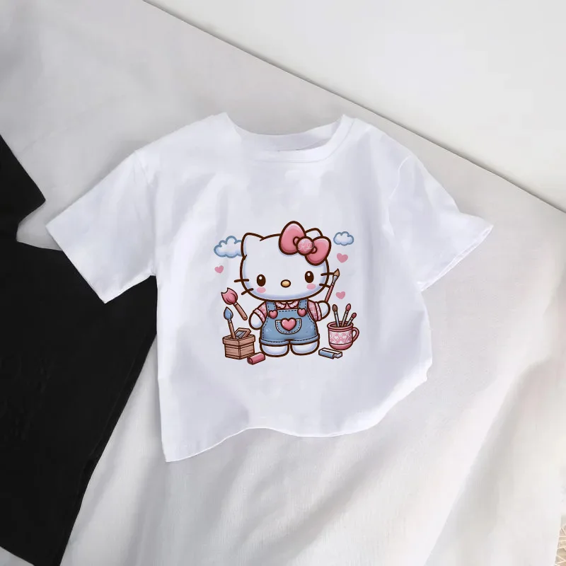 

Hellikittys Kids T-Shirt Cartoons Tee Shirts Children Clothing Anime Kawaii Casual Clothes for Boy Girl Short Sleeved Cute Tops