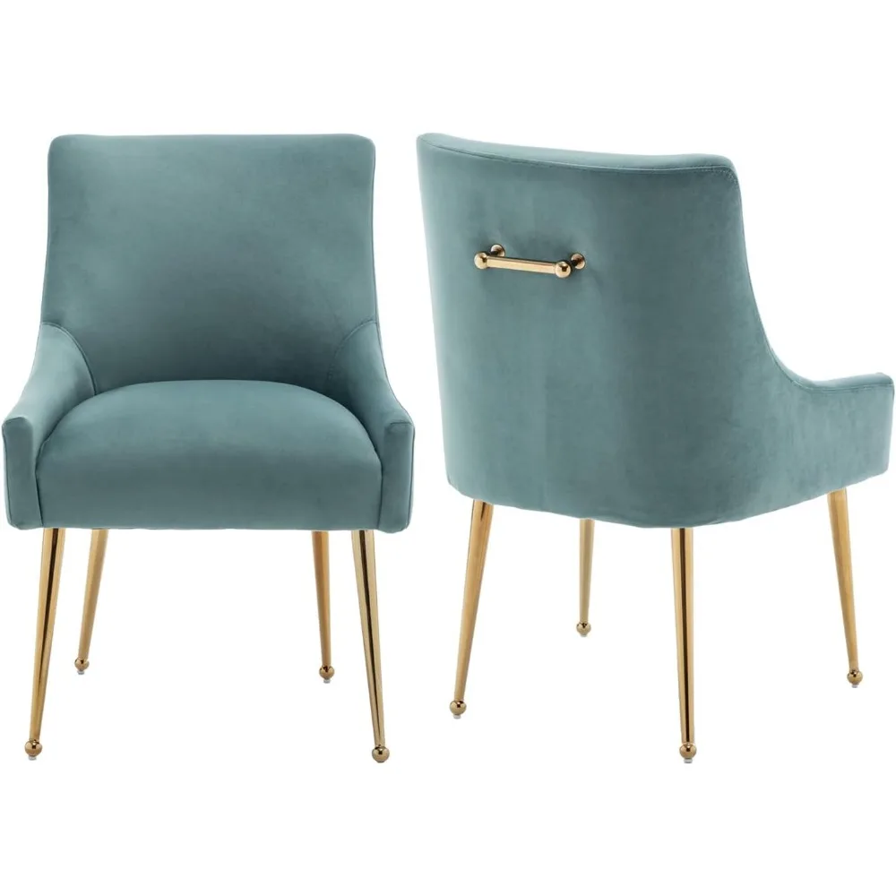 

Dining Chairs Set of 2, Modern Velvet Accent Kitchen Chairs with Gold Legs Upholstered Guest Chairs for Living Room/Kitchen/Rest