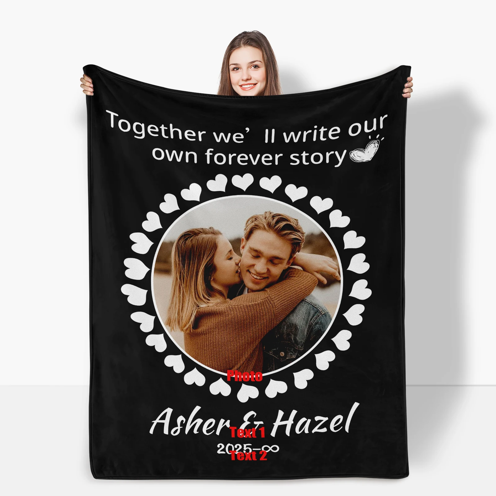 

Custom Photo Blanket Personalized Keepsake Gift With Heart Design Cozy Warm Memory Thoughtful Tribute