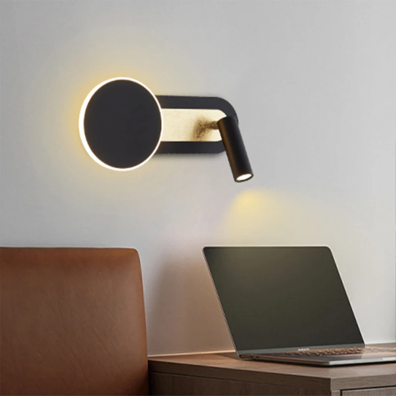 Modern Design Wall Light Bedroom Lamp Bedside Table Hotel Decororation Interior Night Light Creative Revolving Reading Wall Lamp